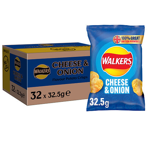 Walkers Cheese & Onion Crisps 32.5g x 32 (BUY ANY 3 GET 2.75 OFF) (Offer until 16/07/2024) Walkers