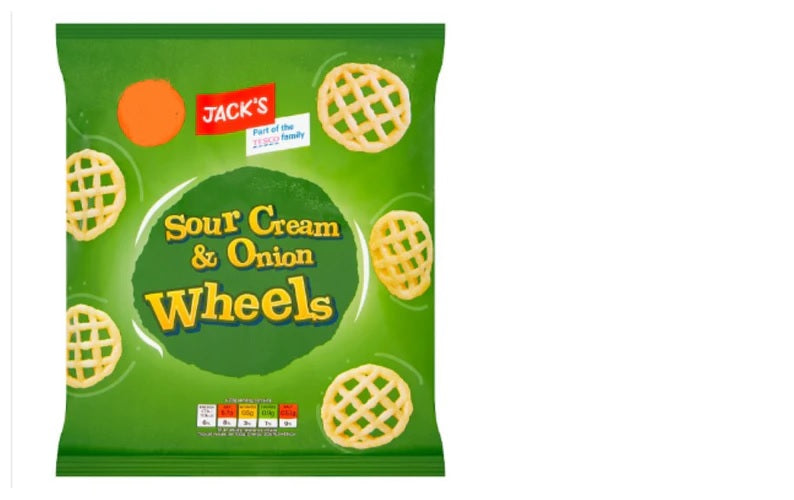 Jack's Sour Cream & Onion Wheels 70g [PM 75p 2 for £1.25 ], Case of 16 Jack's